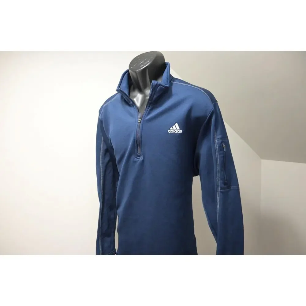 Adidas Track Soccer‎ Jacket 1/4 Zip Blue Pullover Athletic Mens Size 2XL XXL
